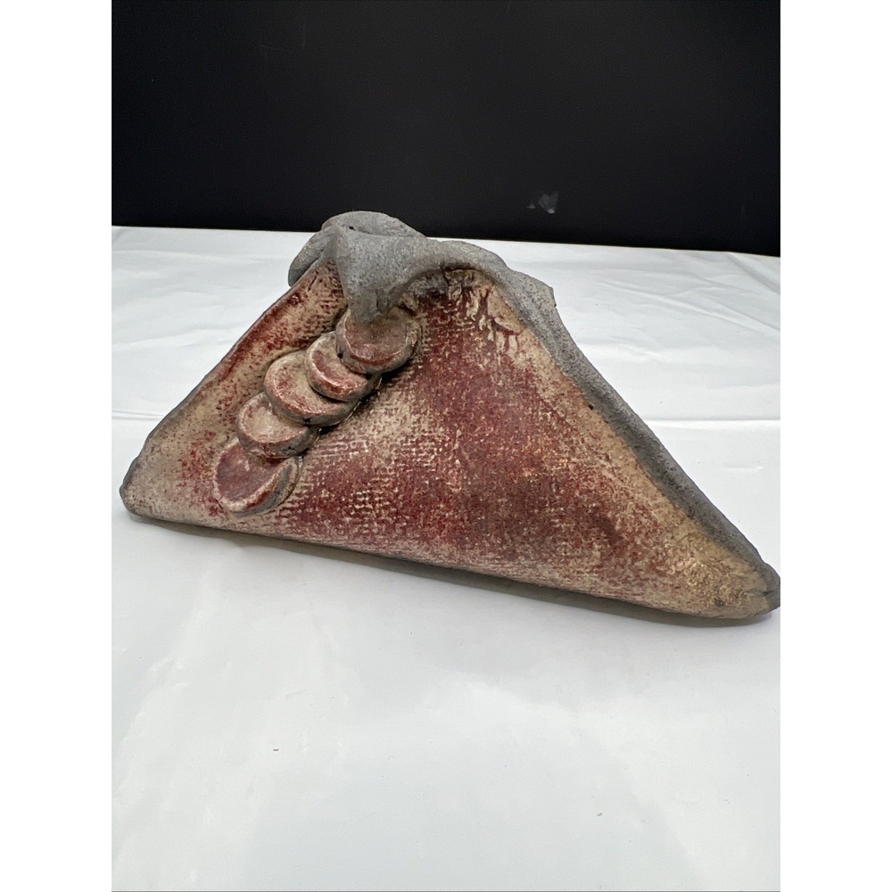 Vintage Studio Pottery Tetrahedron Triangle Weed Pot Vase‎ Signed TAY Brutalist